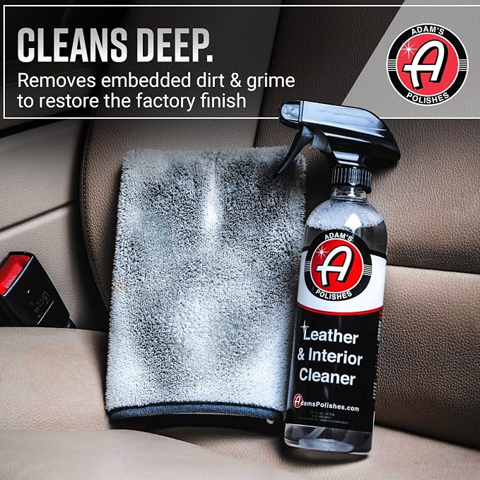 Adam's Polishes Leather Care Kit - Leather Cleaner & Conditioner Car Cleaning Supplies | UV Protection for Interior Accessories Steering Wheel Seat Dash Vinyl Shoe Polish Jacket