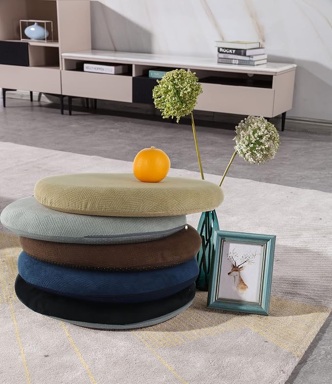 Sigmat Memory Foam Seat Cushion Anti-Slip Soft Round Chair Pad 18 Inch Grey