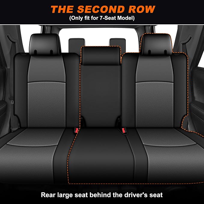 AOMSAZTO Custom Fit Seat Covers for Toyota 4runner 7Seats | 2011 2012 2013 2014 2015 2016 2017 2018 2019 2020 2021 2022 2023 2024 Seats Cover Full Set for 4Runner 7 Seaters Black&Gray