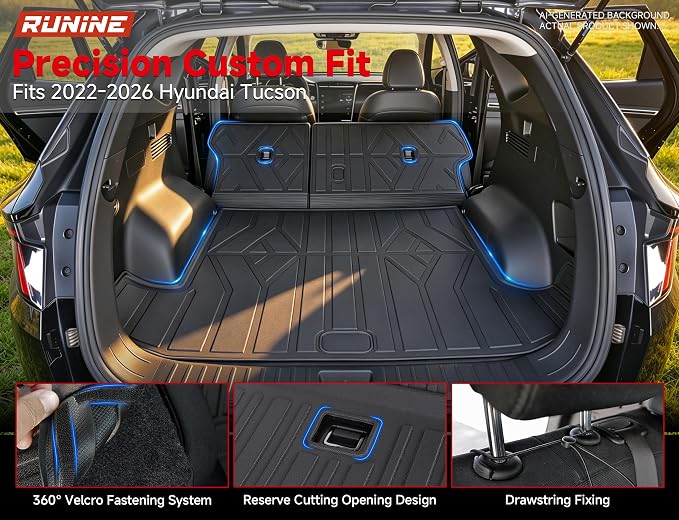 Floor Mats for Hyundai Tucson 2022-2026 (Not for Hybrid & PHEV), 2-in-1 All Weather TPE Floor Liners with Removable Carpet Layer, Custom Fit Waterproof Anti-Slip Car Mats Front & Rear