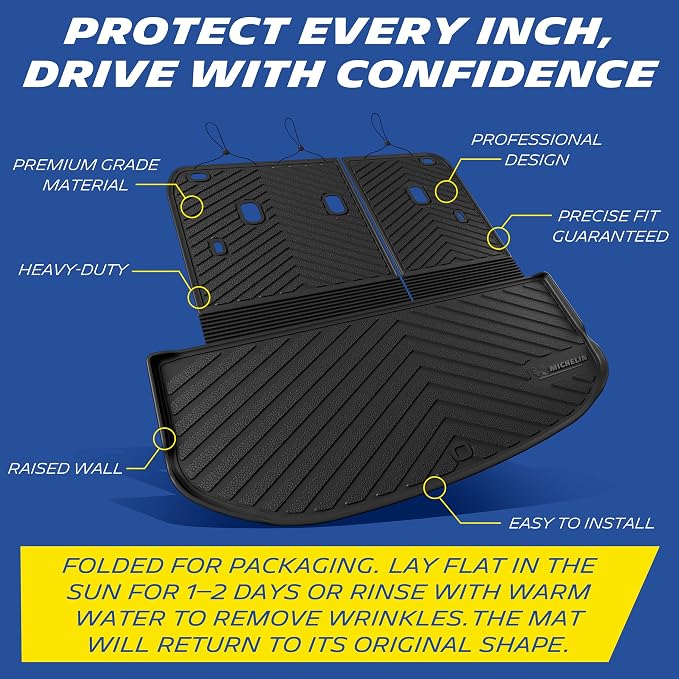 Michelin Vehicle Mats, Premier Series All-Weather TPE Custom Fit Liner for 2027 Kia Telluride 7 & 8 Seats Trunk Mat (1 Piece)