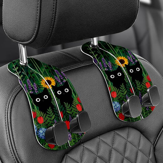 WOCOCN Purse Holder for Car, 2 Pack Heavy Duty Purse Hanger for Car, PU Leather Car Seat Hooks for Purses and Bags, Cute Cat Headrest Organizer for Handbags & Backpacks