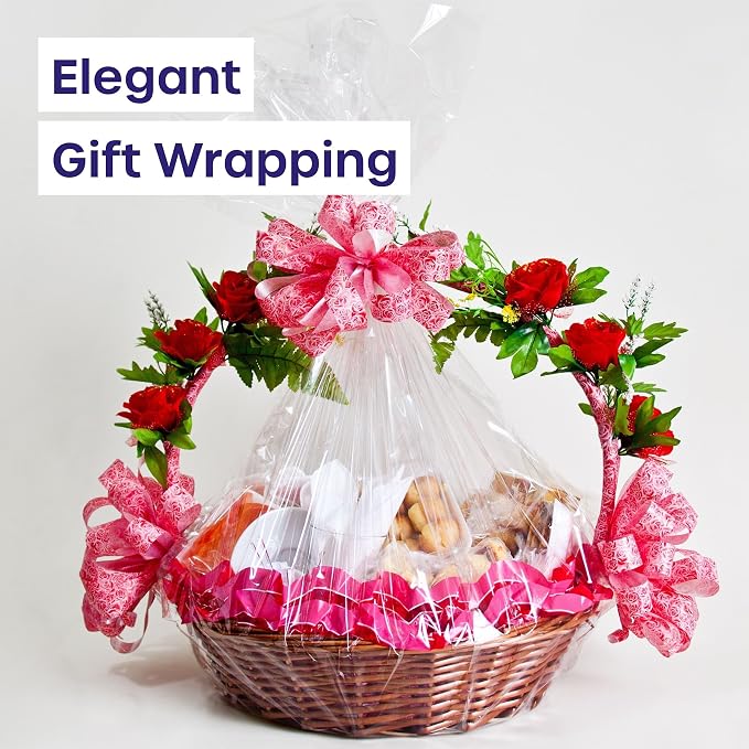 volila Clear Cellophane Wrap Roll (35 in x 50 ft) - 3 Mil Thick Cellophane Wrap for Gift Basket, Treats, Flower Wrapping, Clear Wrapping Paper (35" folds into 17.5")