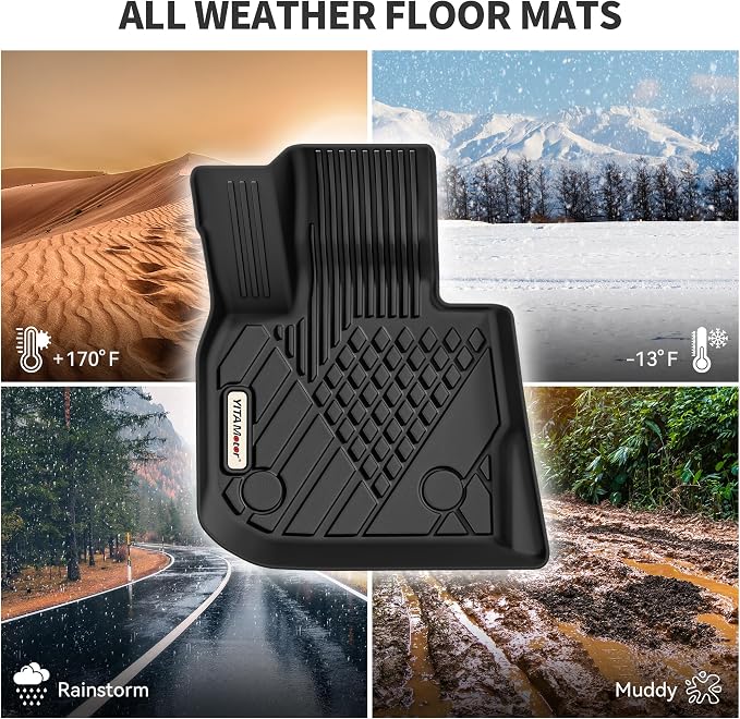 YITAMOTOR Floor Mats Fit for 2019-2024 BMW X3 G01 30i M40i X3M, TPE All Weather Custom Floor Liners, Waterproof Anti-Slip Car Mats, Only for car Without Spare tire (Not for X3 30e)