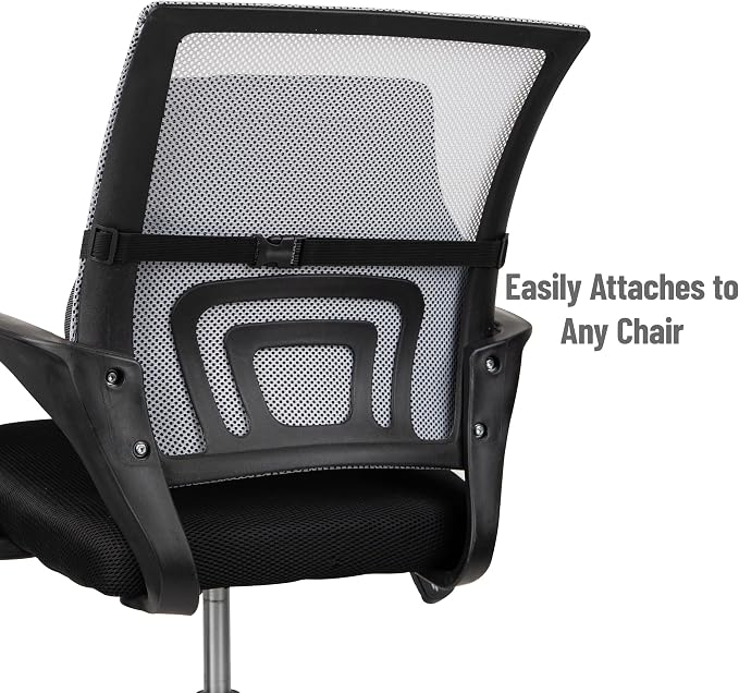 Mind Reader Lumbar Support Cushion for Office Chair and Car Seat, Memory Foam and Cooling Gel Core, Air-Cloud Technology, 15.5" L x 3.75" W x 14.25" H, Black