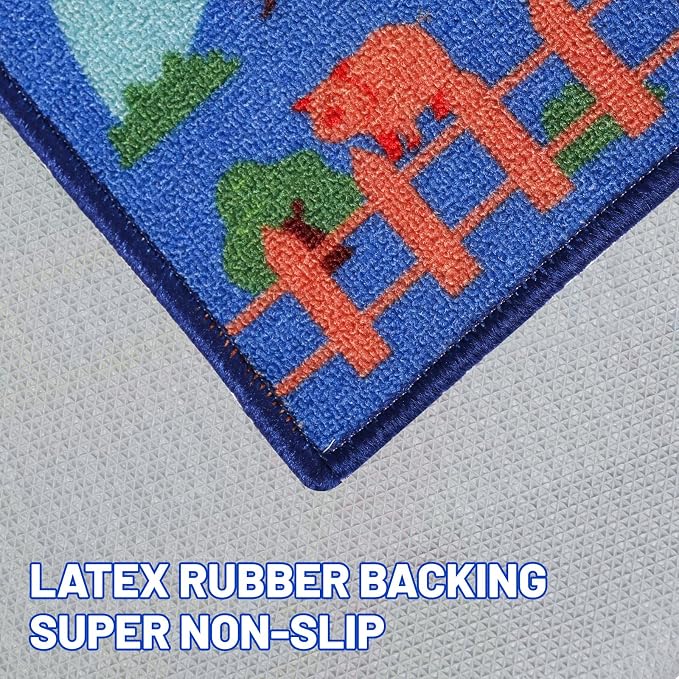 Kids Carpet Playmat Rug 59"x39.4", Car Rug for Kids Cars, Non-Slip Town City Road Map Kids Rugs for Playroom Bedroom Boys, Kids Cars Play Mat Track Road Rugs for Kid (59X39.4Inch,Blue)