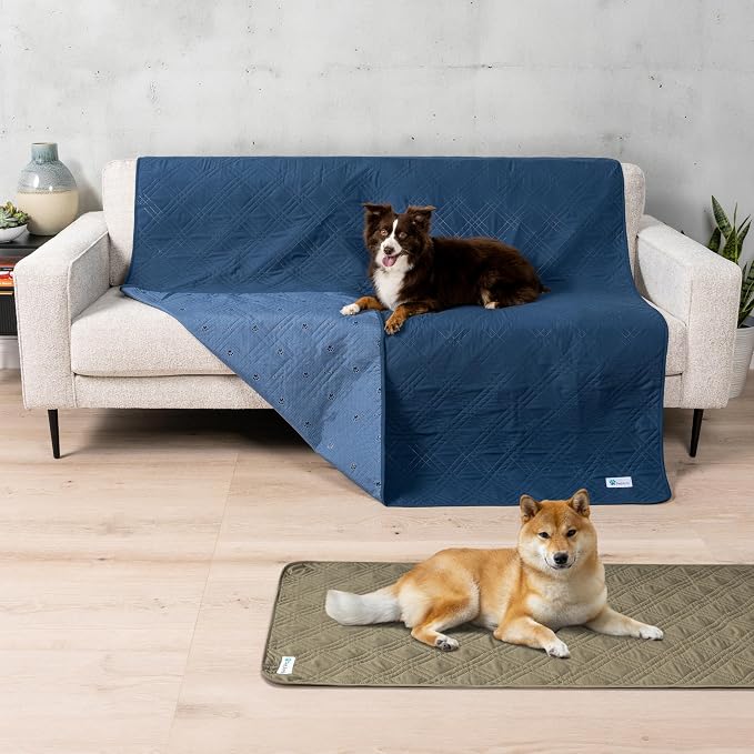 PetAmi Waterproof Couch Cover for Dogs, Non-Slip Leakproof Sofa Furniture Protector for Pet Cat, Machine Washable Bed Blanket for Car Seat, 52x82 Blue
