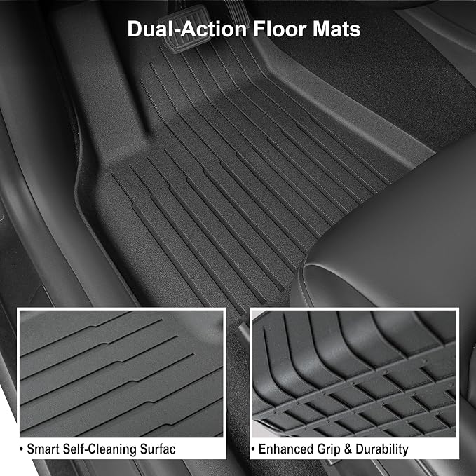 SUPER LINER Tesla Model 3 Floor Mats 2025 2026 2024 | Custom Fit All-Weather 8-Piece Set TPE Material | Tesla Model 3 Highland Floor Mats&Seatback Mats&Cargo Liner, Trunk&Interior Accessories