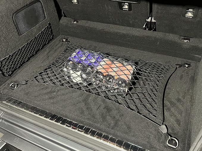 Floor Style Automotive Elastic Trunk Mesh Cargo Net for Mercedes Benz G 500 G 550 G63 2019-2025 - Premium Trunk Organizer and Storage - Luggage Net for SUV - Best Car Organizer Mercedes Benz W463