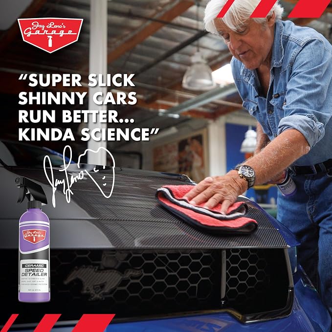 Jay Leno’s Garage Ceramic Speed Detailer Spray Quick Car Detailer for Cars Trucks Motorcycles and Watercraft Enhances Gloss Slickness Hydrophobic Protection Boosts Ceramic Coatings (16 OZ (Pack of 2))