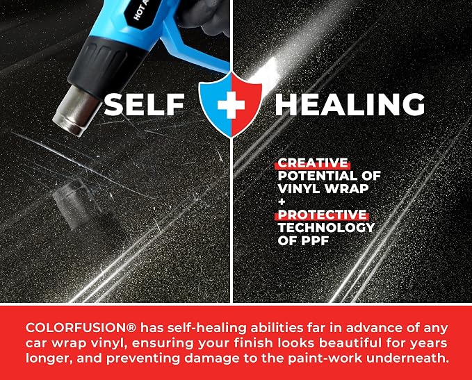 ColorFusion PPF by VViViD, Gloss Metallic Black Dry Apply PPF Vinyl Car Wrap Roll 10ft x 5ft