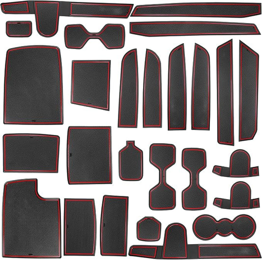Cup Holder Insert for Telluride Accessories 2025 2024 2023 2022 2021 2020 Center Console Liners Door Pocket Slot Mats Non-Slip Anti Dust Pads Premium Interior 26Pcs Set (Red Trim)