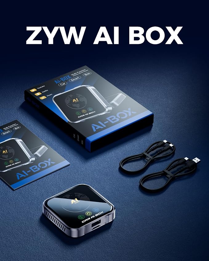 Magic AI Box Wireless CarPlay Adapter, Fast Car Video Box Plug & Play, Easy Setup, Supports Netflix/YouTube/TF Card Equalizers and More for OEM Wired CarPlay/Android Auto Cars(Charcoal Gray)