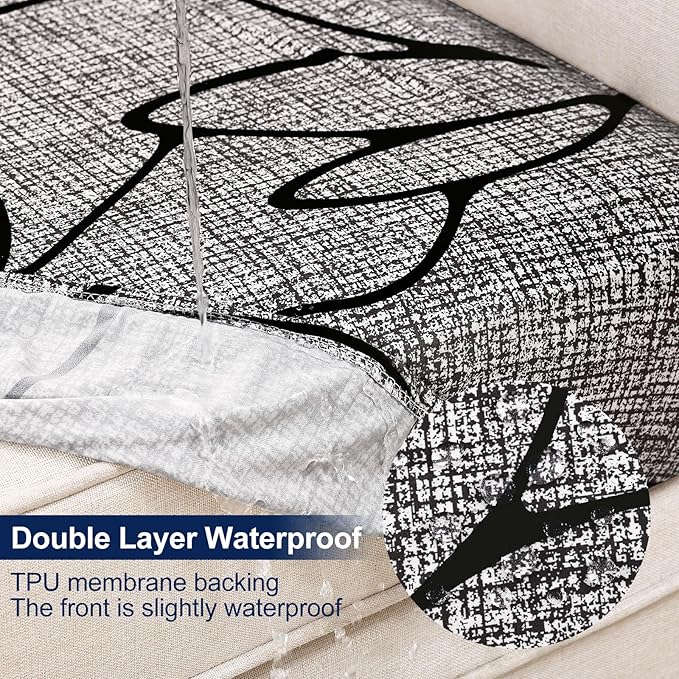 Smiry 8 Pcs Waterproof Patio Cushion Covers, Stretch Outdoor Furniture Covers