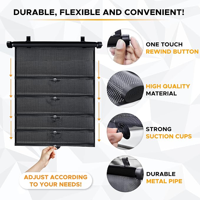 EcoNour Car Window Shades for Windows (2 Pack) | Shade Automotive Interior Sun Protection Large Offers Complete from UV Rays and Glare 18" x 20"