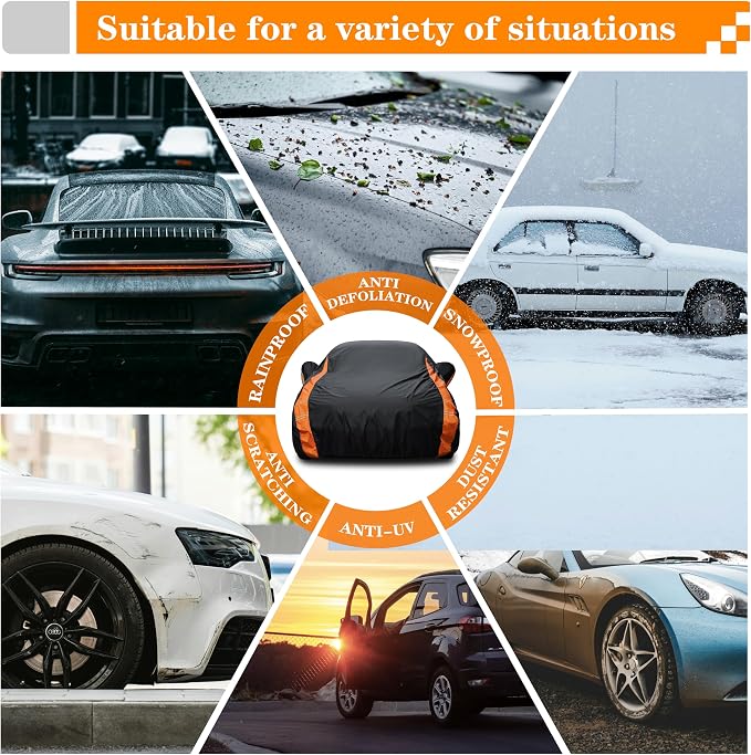 in Full Exterior SUV Car Cover All Weather, Waterproof,UV Resistant, Dustproof, Fit RAV4,CRV,Tucson,Q5,CX-5,Subaru Outback,Forester,MKX,X3,Nissan Rogue etc.S2-Fit SUV Length 181-190 inches