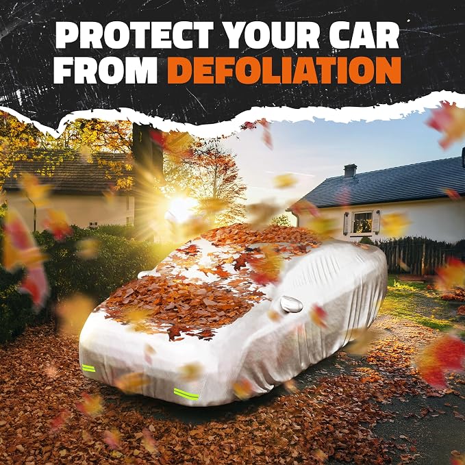 Mockins Medium 190"x75"x60" Water-Repellent 190T Polyester Sedan Car Cover | Soft Outdoor & Indoor Car Covers for Automobiles | All Weather Full Exterior Covers for Dust, UV, Light Rain, Snow & Frost