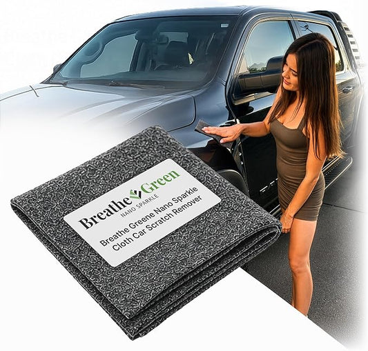 Breathe Green Nano Sparkle Cloth Car Scratch Remover, Advanced Nanotech | Reusable Nanosparkle Cloth for Car Scratches, Repair and Buffer, Nanotechnology Safe for All Cars, Colors & Clear Coats