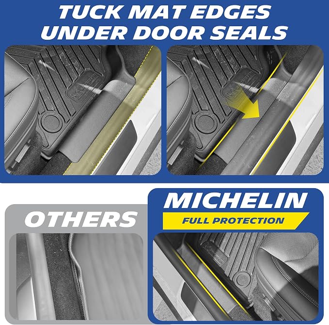 Michelin Vehicle Mat, All-Weather TPE Custom Fit Liner for Tesla Model Y 5 Seat Standard Floor Mats 2025-2027 (9 Piece), Not Fit Premium or Performance, Premier