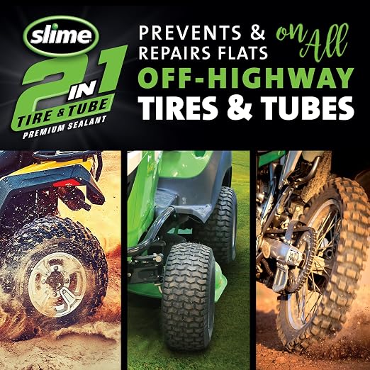 Slime 10193 Tire and Tube Sealant Puncture Repair Sealant, 2-in-1, Premium, Prevent and Repair, Suitable for Non-Highway Tires and Tubes, Non-Toxic, Eco-Friendly, 16oz Bottle