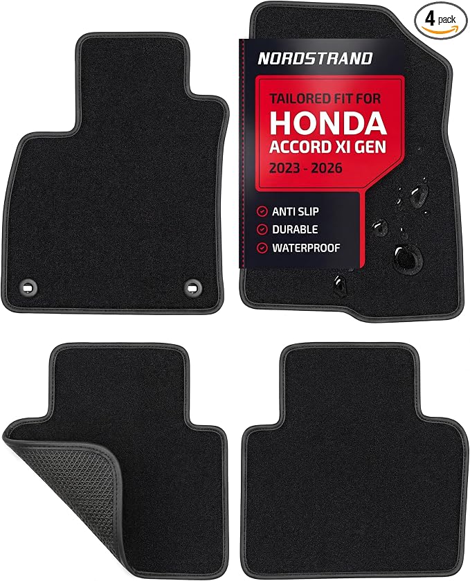 Floor Mats for Honda Accord 2018-2027 Sedan - Custom 3D Fit - Waterproof Anti-Slip Backing - 22oz Heavy Duty Carpet Mat - Set of 4 All Weather Car Liner Floormats (for 2023-2027 Honda Accord)