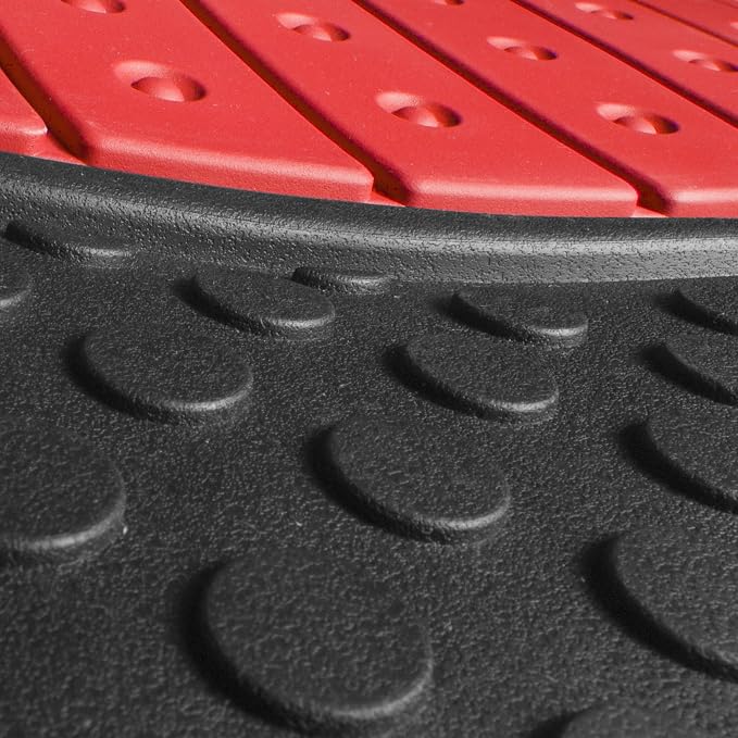 FH Group Car Floor Mats - Heavy-Duty Rubber Floor Mats for Cars, Universal Fit Full Set, Trimmable Automotive Floor Mats, Climaproof Floor Mats for Most Sedan, SUV, Truck Floor Mats Red
