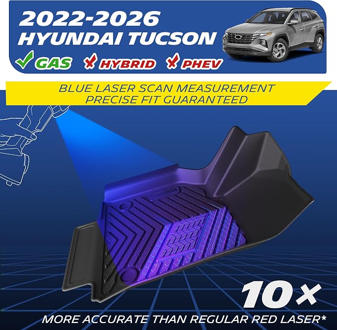 Michelin Vehicle Mats, All-Weather TPE Custom Fit Liner for 2022+ Hyundai Tucson Gas (3 Piece), Premier