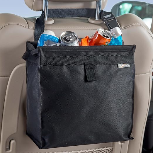 High Road Large TrashStash Hanging Car Trash Can Garbage Bag with Push-Close Lid and Waterproof Bin for Cars, SUVs and Trucks, Holds 4.5 Gallons of Car Trash