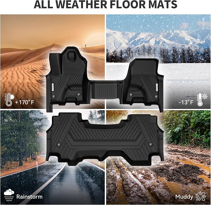 YITAMOTOR Floor Mats Fits for 2025-2026 Ram 1500 Quad Cab 1st Row Bench Seat,All Weather TPE Custom Fit Car Mats Ram 1500 Floor Liners 1st & 2nd Row, Black | All Weather TPE Custom Fit Car Mats Ram 1500 Floor Liners 1st & 2nd Row,Black