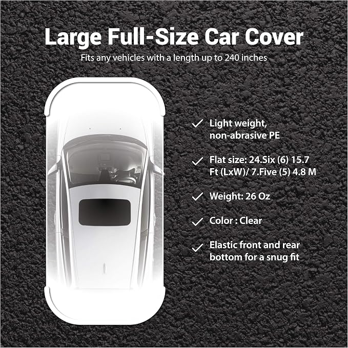 West Lake Universal Clear Disposable Car Cover for SUV, Sedan, Sport Cars, Antique Cars up to 22' x 12'