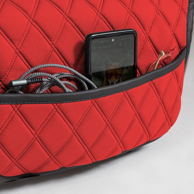 FH Group Car Seat Cushion – Neosupreme Single Front Seat Cover with Front Pockets, Airbag Compatible, Universal Fit Car Seat Cushion for Driver or Passenger Seat, SUV, Truck, Sedan & Van – Red