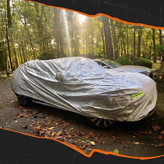 Mockins 190"x75"x60" 190T Polyester Soft Sedan Car Cover with Zipper Door | Indoor & Outdoor Weatherproof Car Covers for Automobiles | Full Exterior Covers for Snow, Frost, UV, Light Rain & Foliage