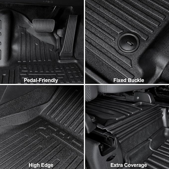Floor Mats for Hyundai Santa Fe 2024-2026, All Weather Floor Mats Trunk Cargo Liner with Backrest Protectors Accessories, Full Coverage Set (Fit 6/7 Seats)