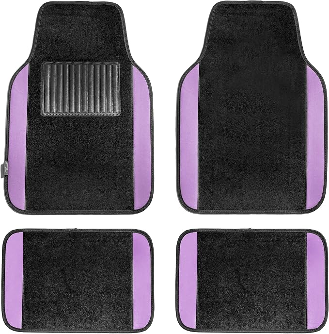 FH Group Automotive Floor Mats – Universal Fit Premium Carpet Car Mats with Driver Heel Pad, Full Set for Cars, SUVs & Trucks - Purple