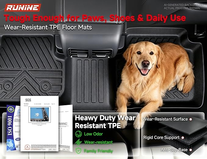 Floor Mats for Ford Escape 2020-2023 2024 2025 2026 (Not for Hybrid), All Weather Protection Custom Floor Mats Trunk Cargo and Car Windshield Cover Set for Car Accessories,Car Floor Liners Set