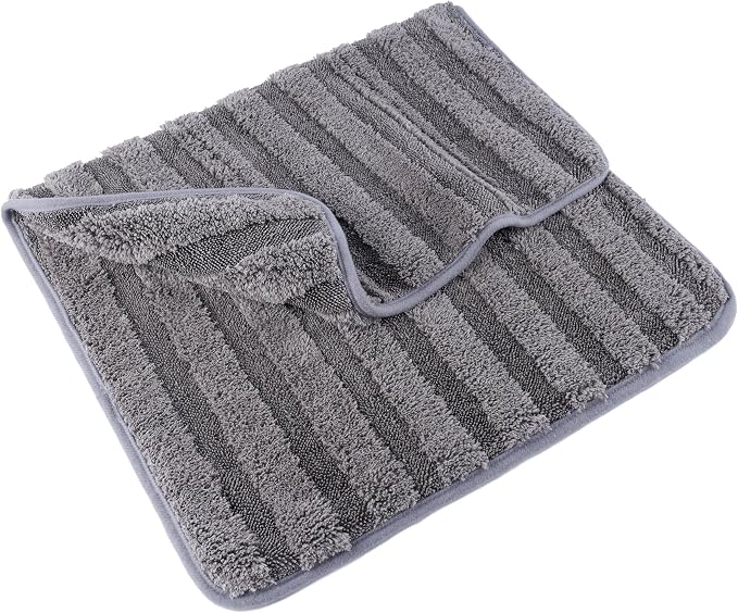 POLYTE Twist Yarn and Fleece Microfiber Drying Towel (16x24, Gray)