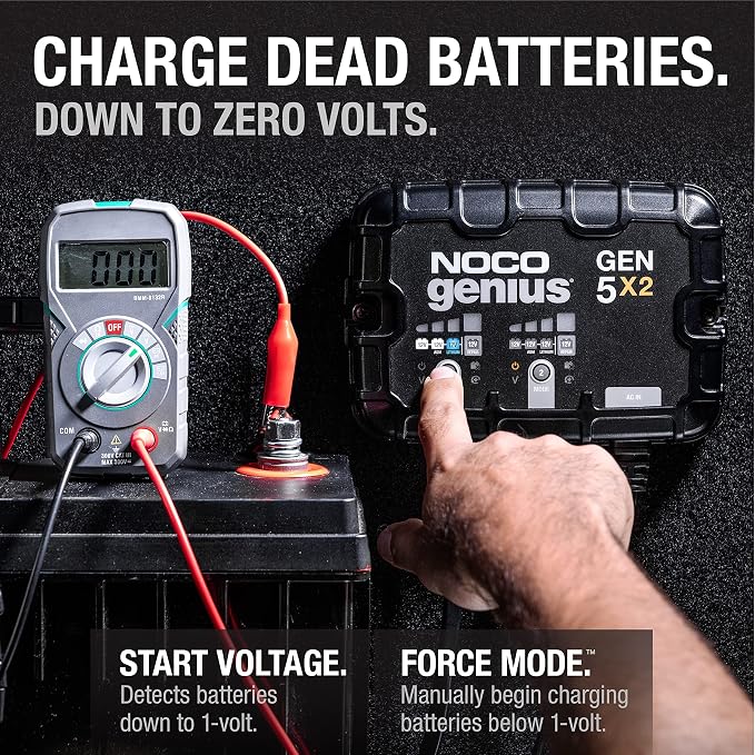 NOCO Genius GEN5X2: 2-Bank, 10A Onboard Battery Charger - 5A Per Bank, 12V Waterproof Marine Charger with Overcharge Protection,Temperature Compensation, for Lead-Acid & Lithium Batteries (Pack of 4)