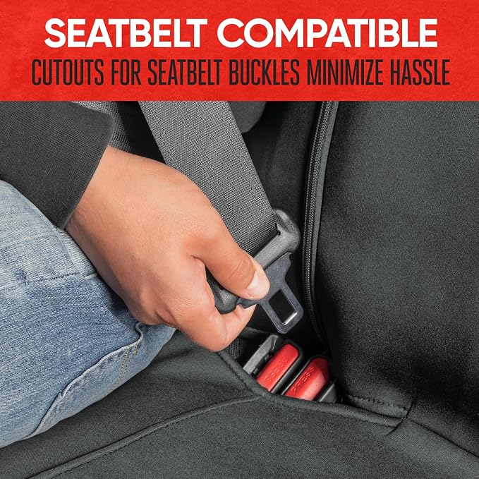 Motor Trend SpillGuard Waterproof Rear Bench Car Seat Cover, Black Stitching – Split Bench Rear Seat Protector with Neoprene Padding, Back Seat Cover for Kids & Dogs, Car Interior Covers