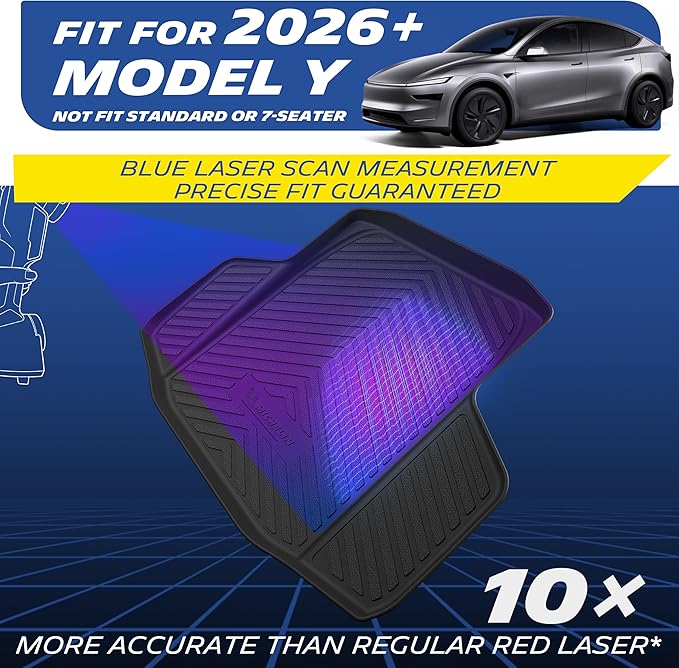 Michelin Vehicle Mat, All-Weather TPE Custom Fit Liner for Tesla Model Y 5 Seat Floor Mats 2025-2027 (3 Piece), Premier