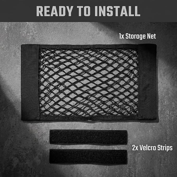FSHAANY'S 22.7" x 9.4" Automotive Mesh Cargo Net, Elastic Trunk Storage Organizer for SUV and Truck with Adhesive Backing