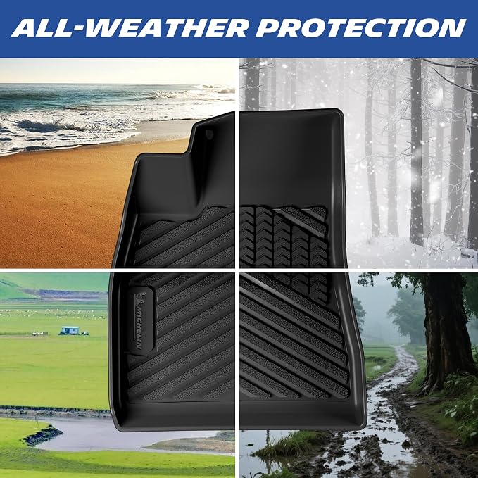 Michelin Vehicle Mats, Premier Series All-Weather TPE Custom Fit Liner for 2024-2027 Tesla Model 3 Floor Mats (3 Piece)