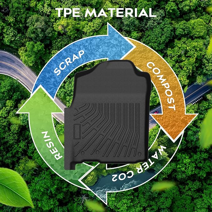 Mixsuper Floor mat for 2009-2018 Dodge Ram 1500 Quad Cab, 2019-2024 Ram 1500 Classic Quad Cab,All Weather TPE Rubber Floor Liners Protection for Car Accessories,2 Row Anti-Slip Car Mats, Black
