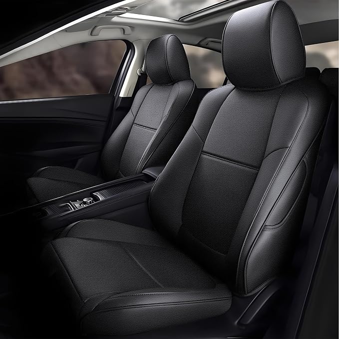 AOMSAZTO Seat Covers for Mazda 3 2014 2015 2016 2017 2018 | Customized Full Set Faux Leather Waterproof AirbagCompatible Seat Cover Black