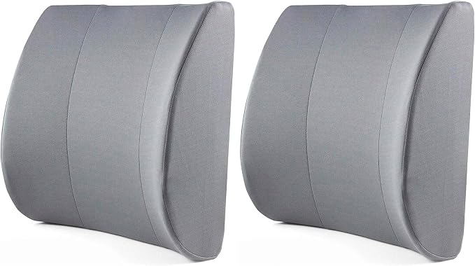 DMI Lumbar Support Pillow for Chair to Assist with Back Support with Removable Washable Cover to Ease Lower Back Pain and Discomfort While Improving Posture, 14 x 13 x 5, Contoured Foam, Premium,Gray
