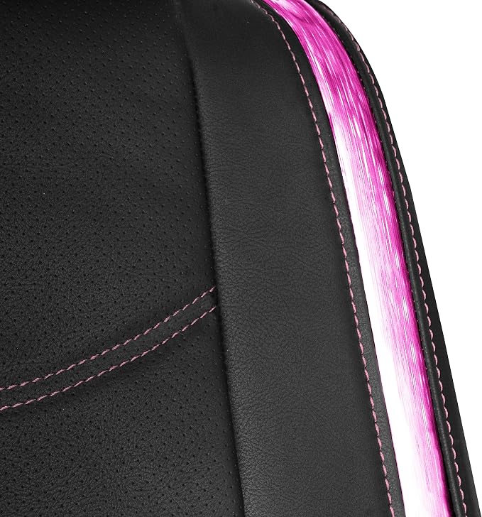 FH Group Full Set Faux Leather Car Seat Covers - Universal Fit, Low Back Front Seat Covers, Airbag Compatible, Split Bench Rear Seat Cover for SUV, Sedan, Pink