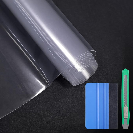 Lypumso Clear Vinyl Wrap Tape, Car Door Edge Guard Door Sill Protector, Transparent Paint Protection Film for Most Cars Rearview Mirror Handle Bumper Window Stair (Clear, 1ft x 10ft)