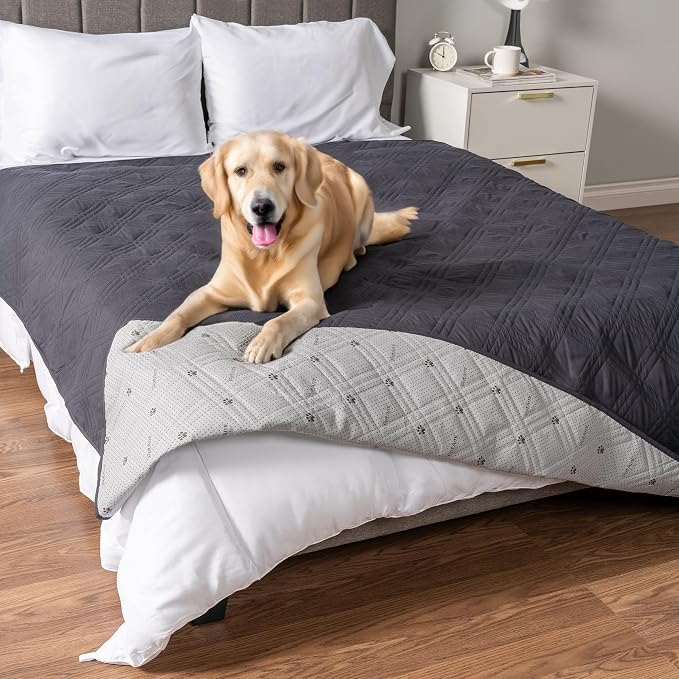 PetAmi Waterproof Couch Cover for Dogs, Non-Slip Leakproof Sofa Furniture Protector for Pet Cat, Machine Washable Bed Blanket for Car Seat, 102x82 Gray