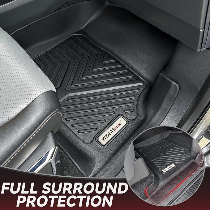 YITAMOTOR Floor Mats Fit for 2016-2020 Kia Optima K5 & 2015-2019 Hyundai Sonata, TPE All Weather Custom Fit Floor Liners Accessories, 1st & 2nd Row Mats Protection Waterproof Car Mats Set, Black