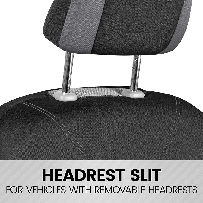 BDK UltraSleek Gray Seat Covers for Cars, Two-Tone Front Seat Covers with Matching Back Car Seat Cover, Made to Fit Most Auto Truck Van SUV, Interior Car Accessories, Car Seat Covers Full Set - Gray