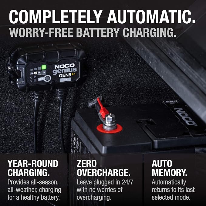 NOCO Genius GEN5X1: 1-Bank,5A Onboard Battery Charger - 5A Per Bank,12V Waterproof Marine Charger with Overcharge Protection & Temperature Compensation – for Lead-Acid & Lithium Batteries,(Pack of 4)